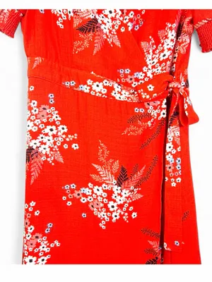 Lulus Women’s All the Sweetness Floral Print Puff Sleeve Midi Wrap Dress Size M thumbnail 10