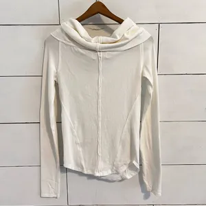 Free People Ivory Long Sleeve Cowl Neck Top. Size Medium. New Without Tags. thumbnail 2