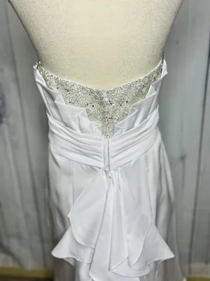 Davids Bridal Wedding Dress Sz 4 Beaded Bustline A-Frame Full Skirt White thumbnail 8