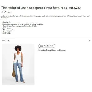 Madewell Top Womens 12 White‎ Scoop Neck Linen Vest Sleeveless Button NV834 thumbnail 4