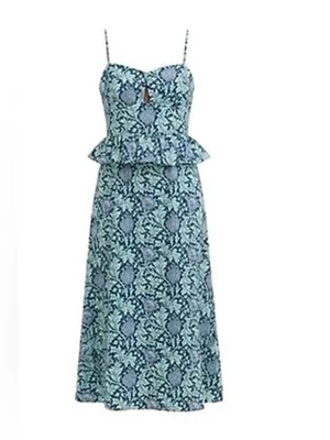 Tuckernuck Hyacinth House Blue Leafy Floral Maeve Midi Dress Sz S thumbnail 5