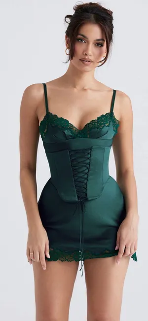 House Of CB Soraya Dress In PINE thumbnail 1