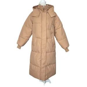 Puffit Hooded Long Puffer Winter Snow Jacket Women’s Size S Tan Warm Outdoors thumbnail 3