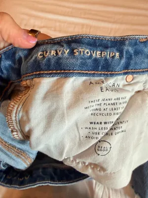American Eagle Curvy Stovepipe Jeans Size 6 Regular Medium Wash Raw Hem thumbnail 5