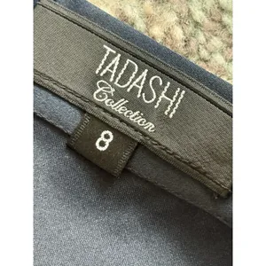 Tadashi Shoji Maxi Skirt Womens 8 Navy Blue Satin A Line Zip Up Formal Evening thumbnail 3