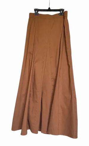 OGL Burnt Orange Maxi Flare Skirt Lyocell Linen Blend A Line NWT Small thumbnail 1