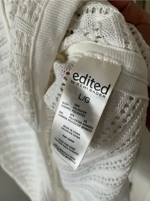 White Open Knit Crochet Button Front Sleeveless Midi Dress Large Coastal Resort thumbnail 5