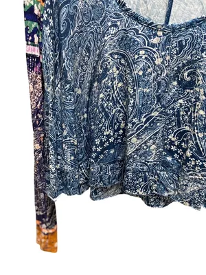 Free People FP Movement Soul Searcher Printed Hoodie Blue Size S Boho Hippie thumbnail 9