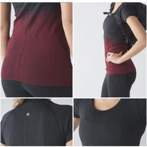 VERY RARE Lululemon Women's Run Swiftly Tech Red Black Ombre Short Sleeves Sz 9 thumbnail 2