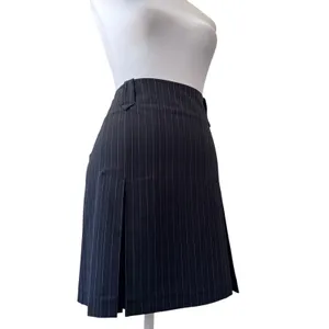 Vintage ‘90s Max Studio Black Pinstripe Pleated Knee Length Skirt w/ Belt Loops thumbnail 5