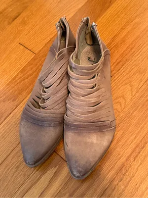 Free People Lost Valley Distressed Booties in Tan thumbnail 2