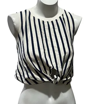 Zara Women's Striped Knotted Crop Tank Top Multicolor Size S thumbnail 1