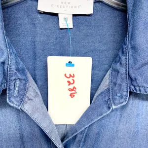 New Directions Chambray Button‎ Down Womens Size M Blue Lyocell Denim Shirt Top thumbnail 5