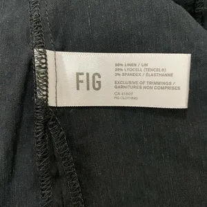 Fig Dress S Charcoal Linen‎ Lyocell Shift Short Sleeve Mini Stretch V-Neck thumbnail 9
