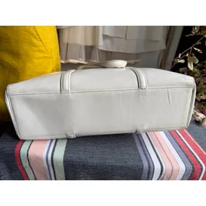 Prada White Nappa Leather Tote Bag | Made in Italy | Zip Top | Minimalist Luxury thumbnail 6