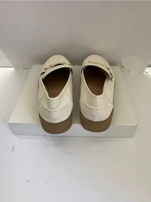 Sincerly Jules White Leather Loafers with Gold Horsebit thumbnail 3