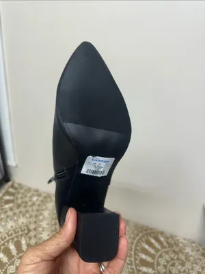 Thompson by Macy Black Faux Leather Block Heel Ankle Boots thumbnail 7