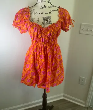 Show me Your Mumu x Barbie Mini dress Sz XS Hot pink /Orange thumbnail 12