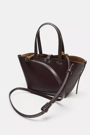 Zara Burgundy Red Brown Mini Basket Shopper Tote Bag Crossbody Shoulder Purse thumbnail 3