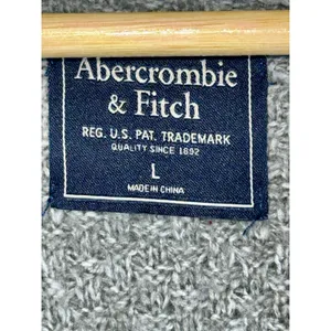 Abercrombie & Fitch Gray Wool Knit Open Front Long Sleeve Cardigan Sweater Sz L thumbnail 3