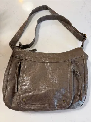Women's Taupe faux Leather Crossbody Bag thumbnail 1
