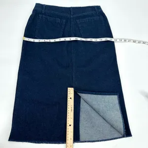 London Jean Skirt Womens 4 Dark Blue Denim Y2K 90s Low/No Waist Double Slit VTG thumbnail 7