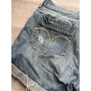 Levi's Jeans Shorts Juniors Size‎ 9 Distressed Cuffed Cotton Blue Denim thumbnail 7