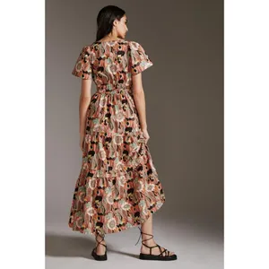 NWT Anthropologie Maeve Somerset Maxi in Botanic Garden Tiered Cotton Dress M thumbnail 2