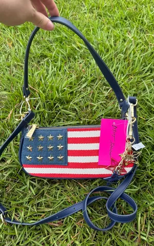 Betsey Johnson Navy Red White Flag Star Charm Crossbody thumbnail 1