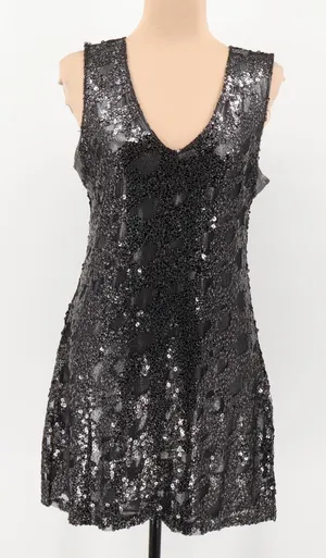 Express Sequin Metallic Cocktail Mini Dress Womens Party 2010s Glam‎ Hoco Club Size L thumbnail 1