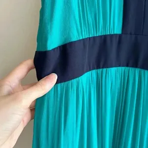 Miss Sixty Teal and Navy Blue Silk Gown Maxi Floral Dress, Size 4 thumbnail 7