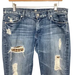 7 For All Mankind Distressed Skinny‎ Jeans Roxanne Style Size 31 Denim Low-Rise thumbnail 4