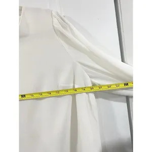 NWT J.Crew Factory Ivory Smocked Cuff Blouse Medium Puff Sleeve Work Office Top thumbnail 8