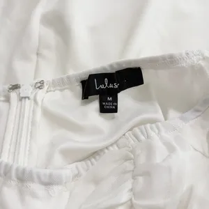Lulus Elegant Eternity White Mesh Ruched Off-the-Shoulder Mini Dress size M NWOT thumbnail 5