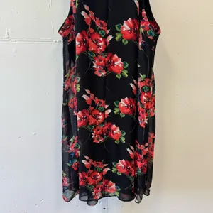 Betsey Johnson Black Floral Sleeveless Halter Mini Flowy‎ Romantic Dress Sz 10 thumbnail 7