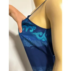 California Concepts Blue Ombre Paisley Boho Midi Dress Spaghetti Strap Tie Back thumbnail 8