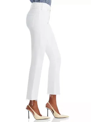 Mother The Hustler Ankle Fray High-Rise White Cropped Flare Jeans thumbnail 4