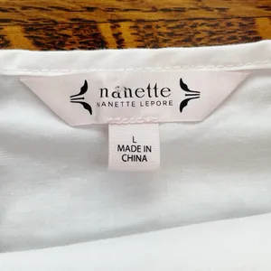 Nanette Lepore White Bell Sleeve Blouse – Size Large – Back Tie Top thumbnail 6