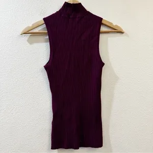 Madewell Ribbed Mock-neck‎ Sweater Tank in Wine Size Small thumbnail 6