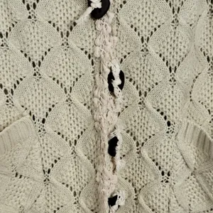 Altar'd State Womens Cardigan Size M/L Cream Lace Heart Wooden Buttons V Neck thumbnail 5