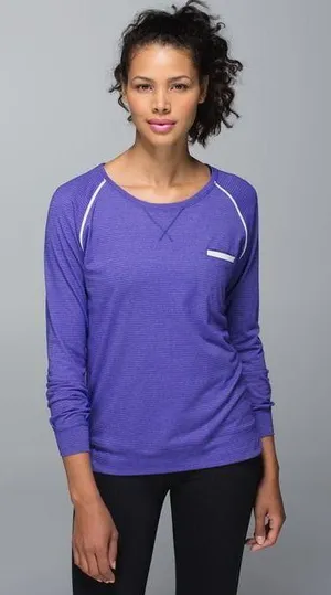 Lululemon Weightless Crew Long Sleeve Top Womens 12 Purple Reflective Running‎ thumbnail 1