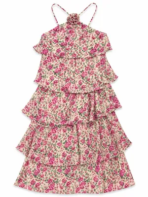 Vero Moda Felicia Halter Maxi Dress L Pink Floral Autumn Wedding Guest thumbnail 2