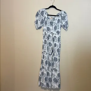 Bombay Paisley Blue Floral Tiered Midi Dress Size Medium‎ thumbnail 3