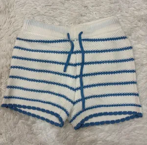 Altard state White & Blue Striped Knit Drawstring Women's Shorts thumbnail 1