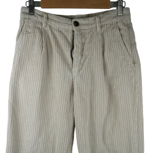 Zara Corduroy Pants Women Size 29 Tan Striped Pleated High Rise Tapered Casual thumbnail 3