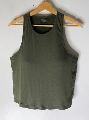 Nuuds sporty rib crop racer tank top green size Large thumbnail 1