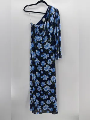 Sachin and Babi Keely One Sleeve Printed Gown Ocean Blue Magnolia thumbnail 4