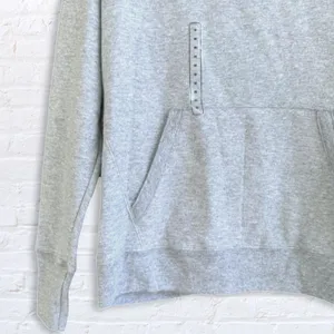 Champion Powerblend Fleece Funnel Hoodie Womens M Gray Classic Script Logo thumbnail 2