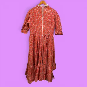 Cute strawberry shortcake prairie milkmaid handmade lace collar maxi dress thumbnail 2