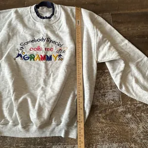 Vintage Jerzees Grammy Sweatshirt Grey Embroidered Double Collar Large 90s Y2K thumbnail 4